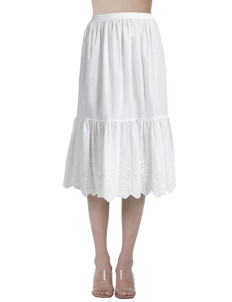 BEAUTELICATE Half Slip Skirt Extender 100% Cotton Vintage Underskirt with Lace Embroidery - Image 1